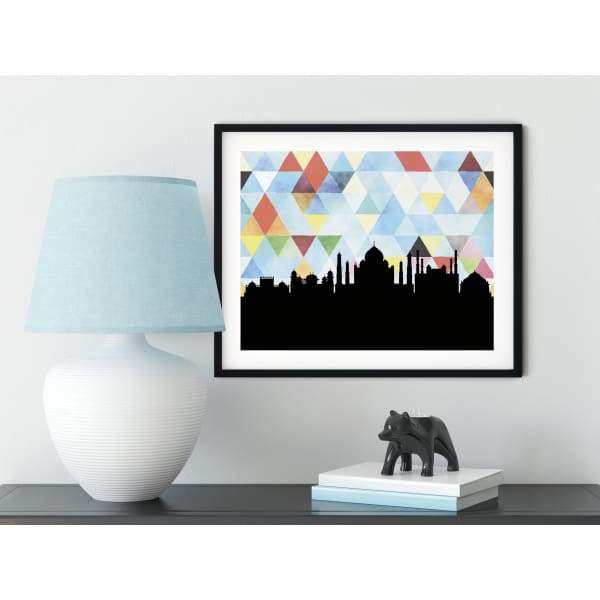Agra India geometric skyline - 5x7 Unframed Print / LightSkyBlue - Geometric Skyline