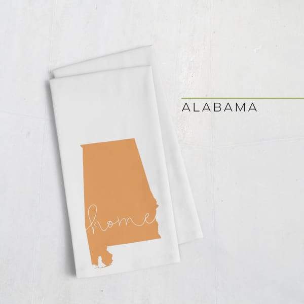 Alabama ’home’ state silhouette - Tea Towel / Orange - Home Silhouette