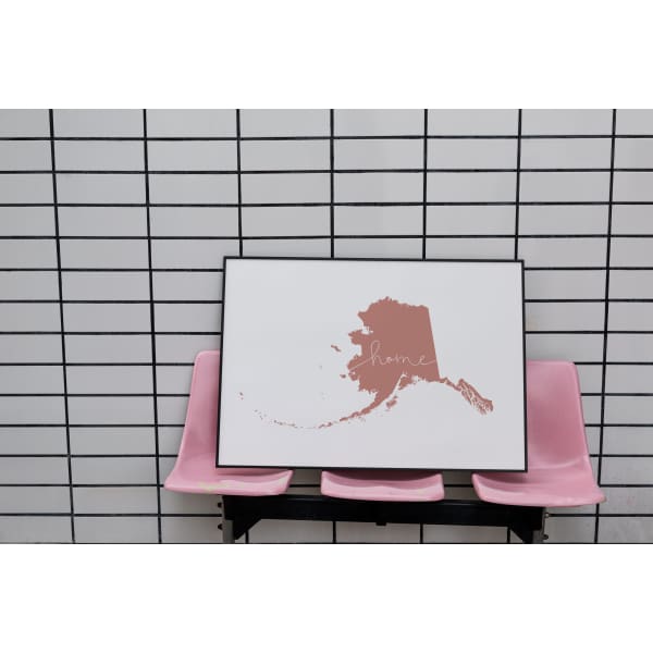 Alaska ’home’ state silhouette - 5x7 Unframed Print / RosyBrown - Home Silhouette