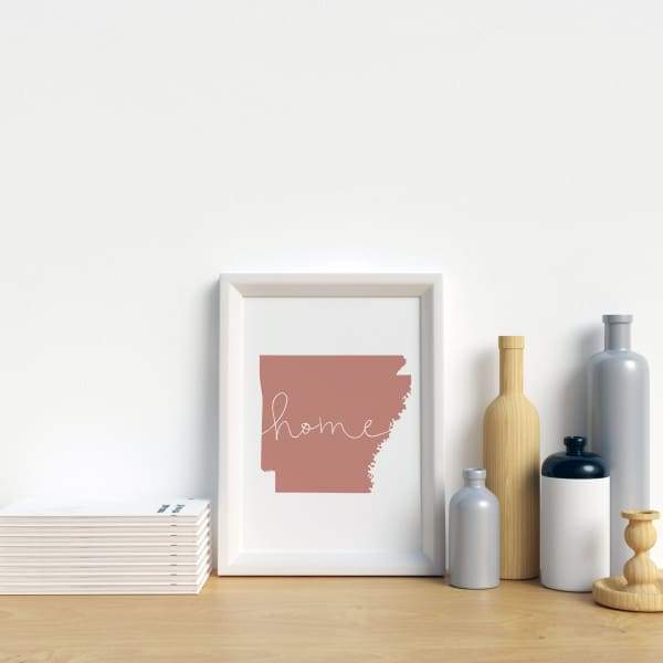 Arkansas ’home’ state silhouette - 5x7 Unframed Print / RosyBrown - Home Silhouette