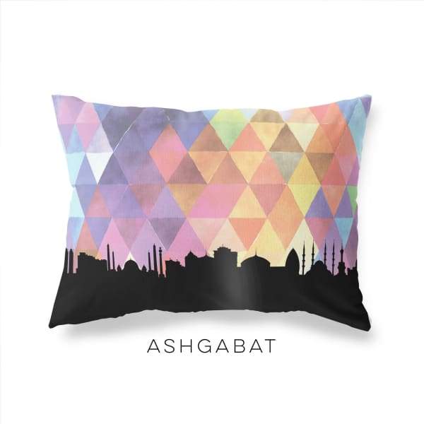 Ashgabat Turkmenistan geometric skyline - Pillow | Lumbar / RebeccaPurple - Geometric Skyline
