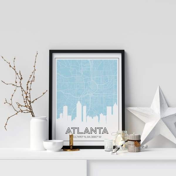 Atlanta, Georgia skyline and map | wanderlust gifts and home decor