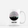 Austin Texas city skyline with vintage Austin map - Mug | 15 oz - City Map Skyline