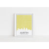 Austin Texas skyline and map with coordinates - 5x7 Unframed Print / Khaki - Road Map and Skyline