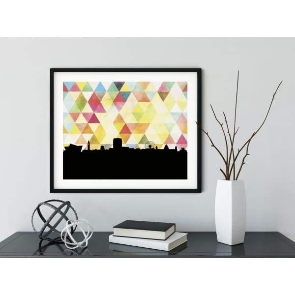 Belfast Ireland geometric skyline - 5x7 Unframed Print / Yellow - Geometric Skyline