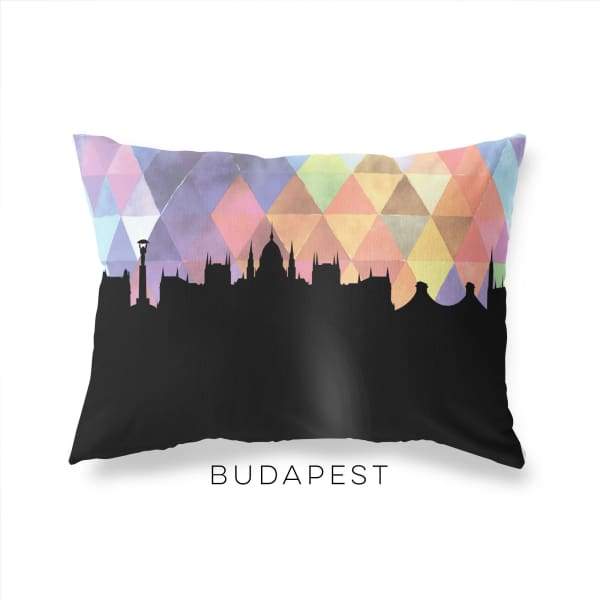 Budapest Hungary geometric skyline - Pillow | Lumbar / RebeccaPurple - Geometric Skyline