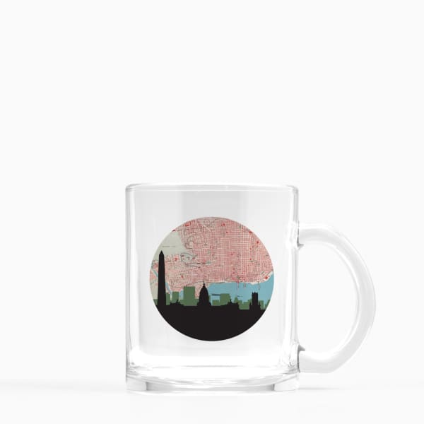 Buenos Aires Argentina city skyline with vintage Buenos Aires map - Mug | Glass Mug - City Map Skyline