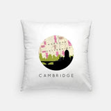 Cambridge Massachusetts city skyline with vintage Cambridge map - Pillow | Square - City Map Skyline