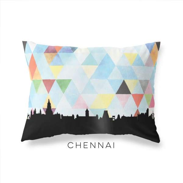 Chennai India geometric skyline - Pillow | Lumbar / LightSkyBlue - Geometric Skyline