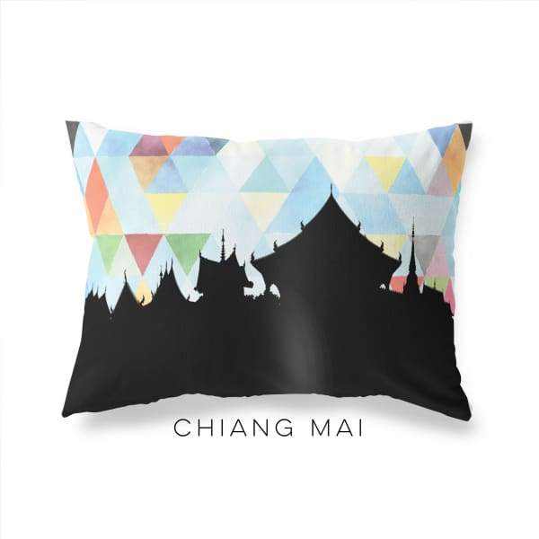 Chiang Mai Thailand geometric skyline - Pillow | Lumbar / LightSkyBlue - Geometric Skyline