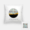 Columbia Missouri city skyline with vintage Columbia Missouri map - Pillow | Square - City Map Skyline