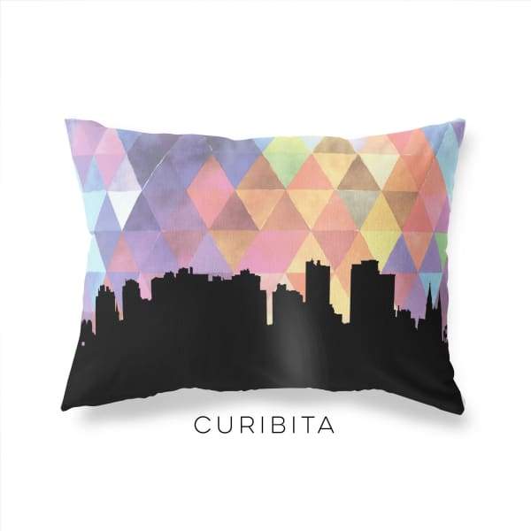 Curitiba Brazil geometric skyline - Pillow | Lumbar / RebeccaPurple - Geometric Skyline