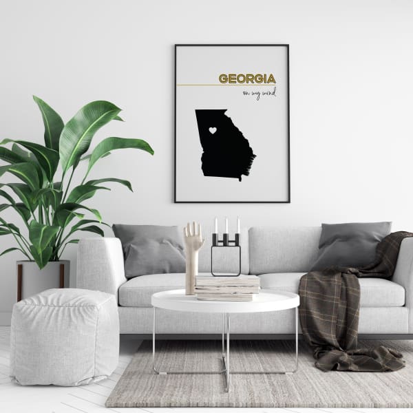 Customizable Georgia state art - LemonChiffon / Black - Customizable