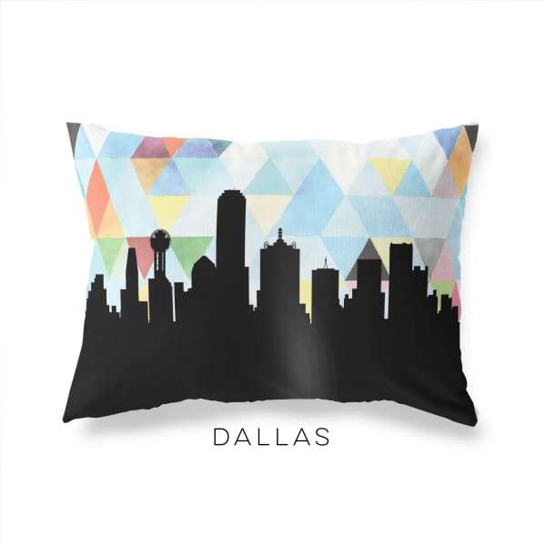 Dallas Texas geometric skyline - Pillow | Lumbar / LightSkyBlue - Geometric Skyline