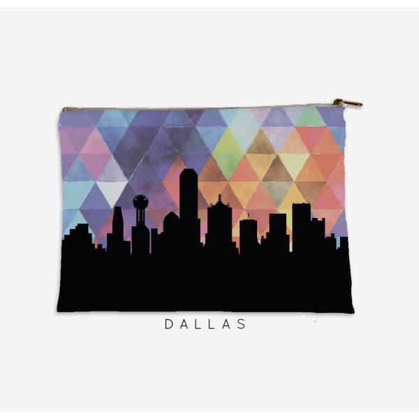 Dallas Texas geometric skyline - Pouch | Small / RebeccaPurple - Geometric Skyline