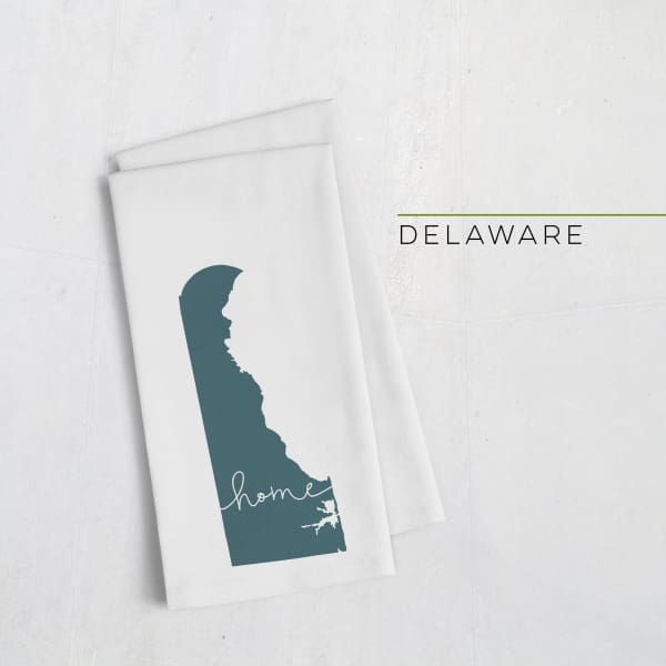 Delaware ’home’ state silhouette - Tea Towel / DarkSlateGray - Home Silhouette
