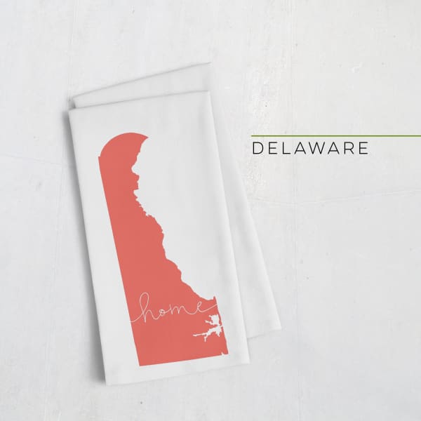 Delaware ’home’ state silhouette - Tea Towel / Red - Home Silhouette