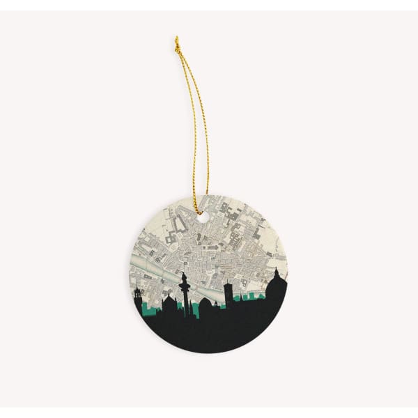 Florence Italy city skyline with vintage Florence map - Ornament - City Map Skyline
