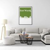 Fort Worth Texas retro inspired city skyline - 5x7 Unframed Print / ForestGreen - Retro Skyline