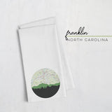 Franklin North Carolina city skyline with vintage Franklin map - Tea Towel - City Map Skyline