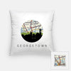 Georgetown Texas city skyline with vintage Georgetown map - Pillow | Square - City Map Skyline