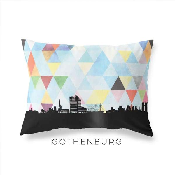 Gothenburg Sweden geometric skyline - Pillow | Lumbar / LightSkyBlue - Geometric Skyline