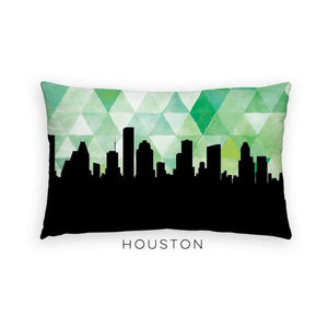 Houston Texas geometric skyline - Pillow | Lumbar / Green - Geometric Skyline