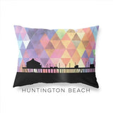 Huntington Beach California geometric skyline - Pillow | Lumbar / RebeccaPurple - Geometric Skyline
