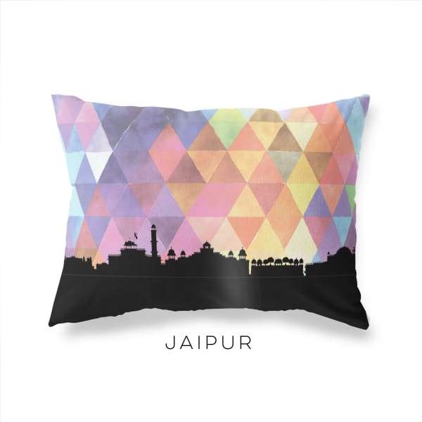 Jaipur India geometric skyline - Pillow | Lumbar / RebeccaPurple - Geometric Skyline