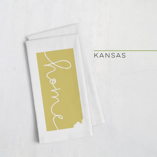 Kansas ’home’ state silhouette - Tea Towel / GoldenRod - Home Silhouette