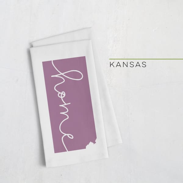 Kansas ’home’ state silhouette - Tea Towel / Purple - Home Silhouette