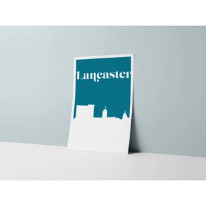 Lancaster Pennsylvania retro inspired city skyline - 5x7 Unframed Print / Teal - Retro Skyline