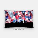 Lawrence Kansas geometric skyline - Pillow | Lumbar / Red - Geometric Skyline