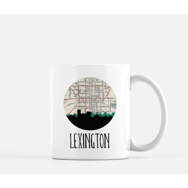 Lexington Kentucky city skyline with vintage Lexington map - Mug | 11 oz - City Map Skyline