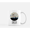 Lincoln Nebraska city skyline with vintage Lincoln map - Mug | 11 oz - City Map Skyline