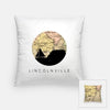 Lincolnville Maine city skyline with vintage Lincolnville map - Pillow | Square - City Map Skyline