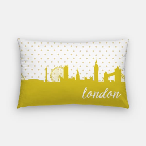 London England polka dot skyline - Pillow | Lumbar / Goldenrod - Polka Dot Skyline