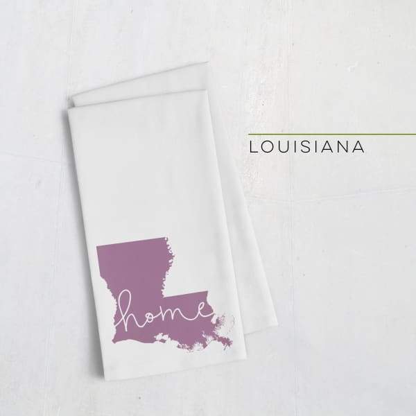 Louisiana ’home’ state silhouette - Tea Towel / Plum - Home Silhouette