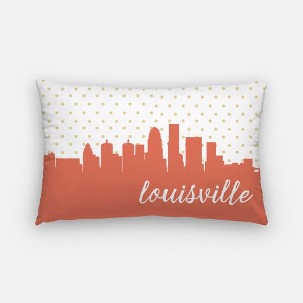 Louisville Kentucky polka dot skyline - Pillow | Lumbar / Salmon - Polka Dot Skyline