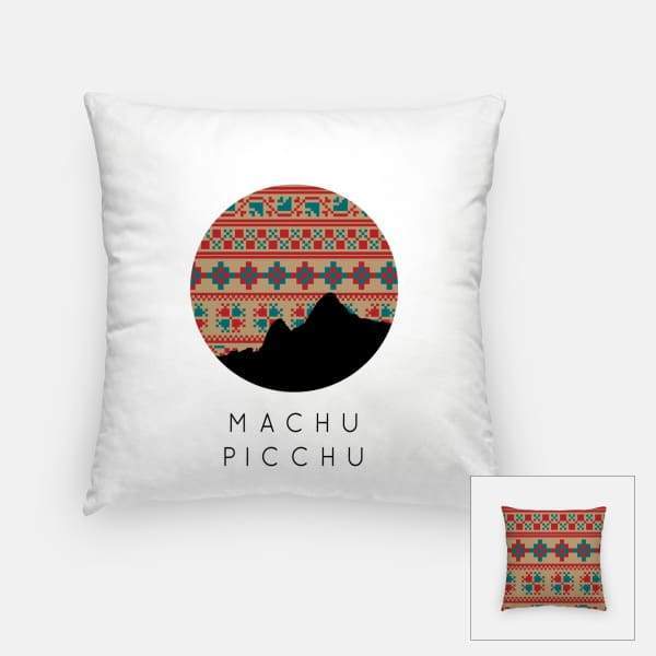 Machu Picchu Peru skyline with colorful background - Pillow | Square - City Map Skyline