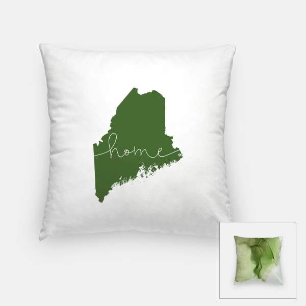 Maine ’home’ state silhouette - Pillow | Square / DarkGreen - Home Silhouette