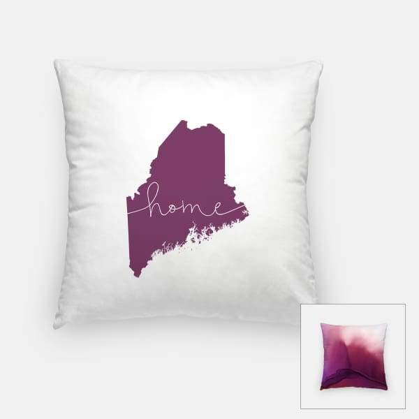 Maine ’home’ state silhouette - Pillow | Square / Purple - Home Silhouette