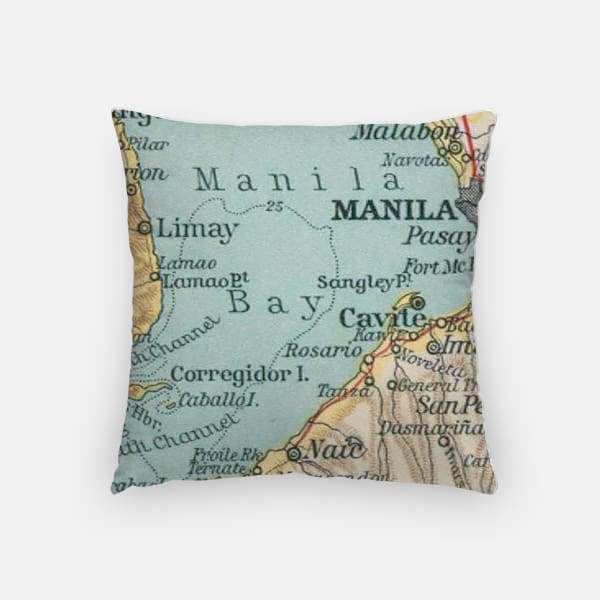 Manila Philippines city skyline with vintage Manila map - City Map Skyline