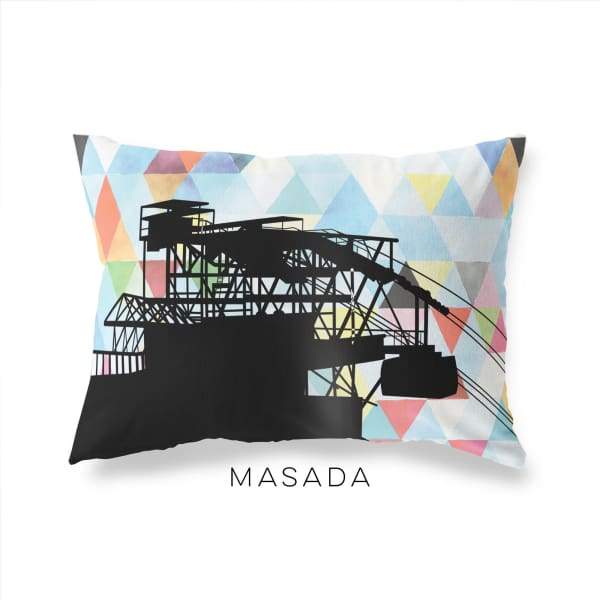 Masada Israel geometric skyline - Pillow | Lumbar / LightSkyBlue - Geometric Skyline