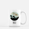 Maui Hawaii city skyline with vintage Maui map - Mug | 15 oz - City Map Skyline