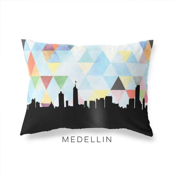 Medellin Colombia geometric skyline - Pillow | Lumbar / LightSkyBlue - Geometric Skyline
