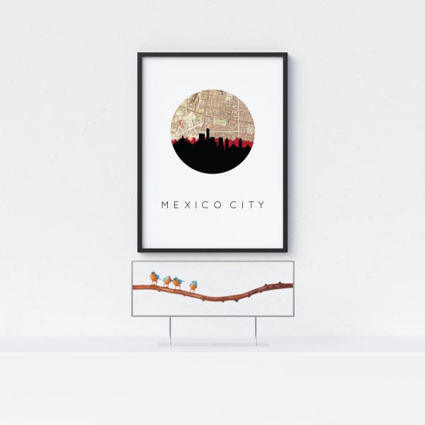Mexico City Mexico city skyline with vintage Mexico City map - City Map Skyline
