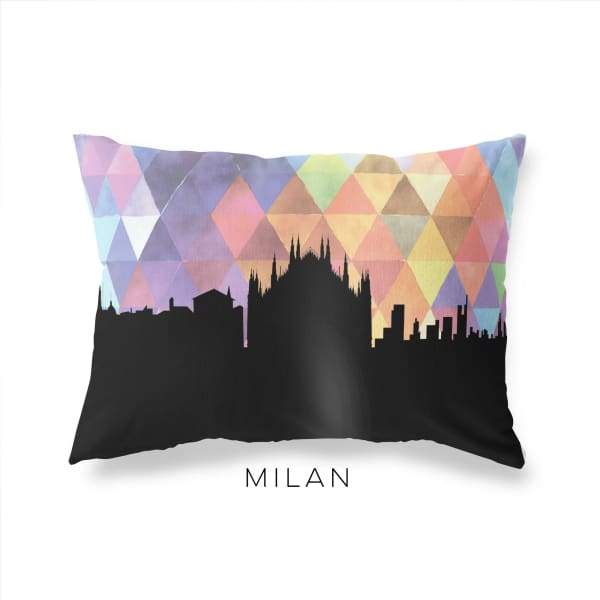 Milan Italy geometric skyline - Pillow | Lumbar / RebeccaPurple - Geometric Skyline