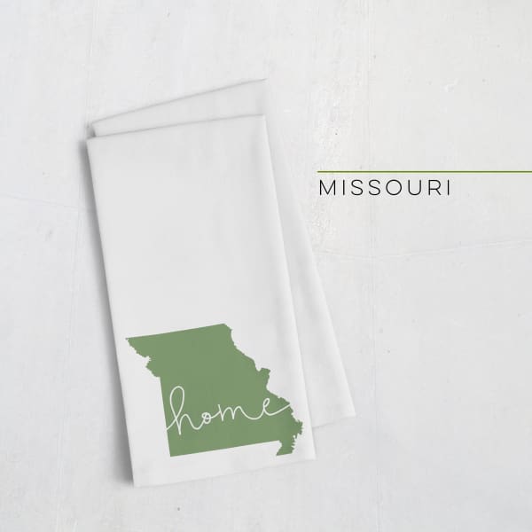 Missouri ’home’ state silhouette - Tea Towel / DarkGreen - Home Silhouette