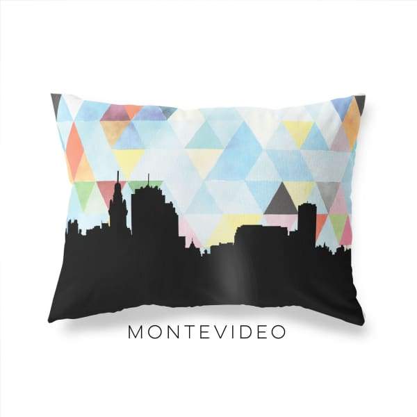 Montevideo Uruguay geometric skyline - Pillow | Lumbar / LightSkyBlue - Geometric Skyline